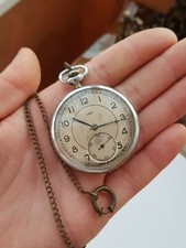 Vintage USSR Soviet Era Pocket Watch ZIM 15 Jewels Gold Plated Mechanical