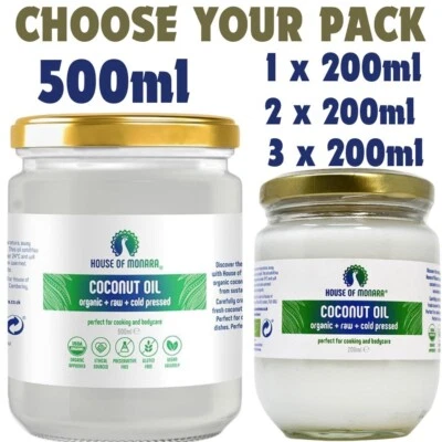 House of Monara Organic Extra Virgin Coconut Oil Pure, Raw and Cold Pressed