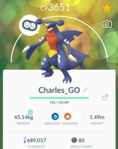 Pokemon G Garchomp High Cp Level 35 Level 40 Shiny Master League Ready Ebay