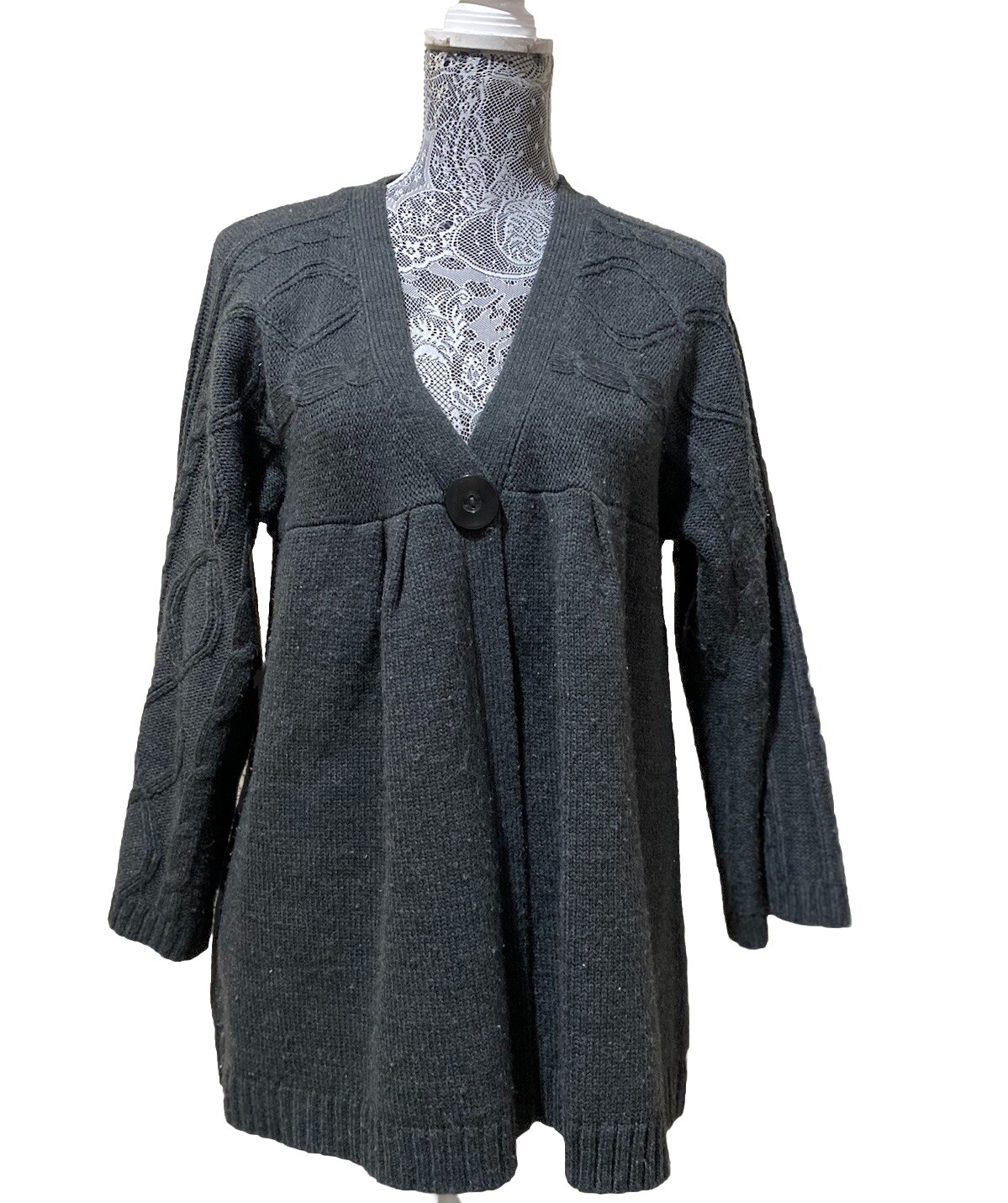 Classic Elements Sweater Womens Gray Solid Cardig… - image 3