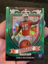 2021 Panini Prizm Draft Picks Football Greg Rousseau GREEN Crusade RC #179 Bills
