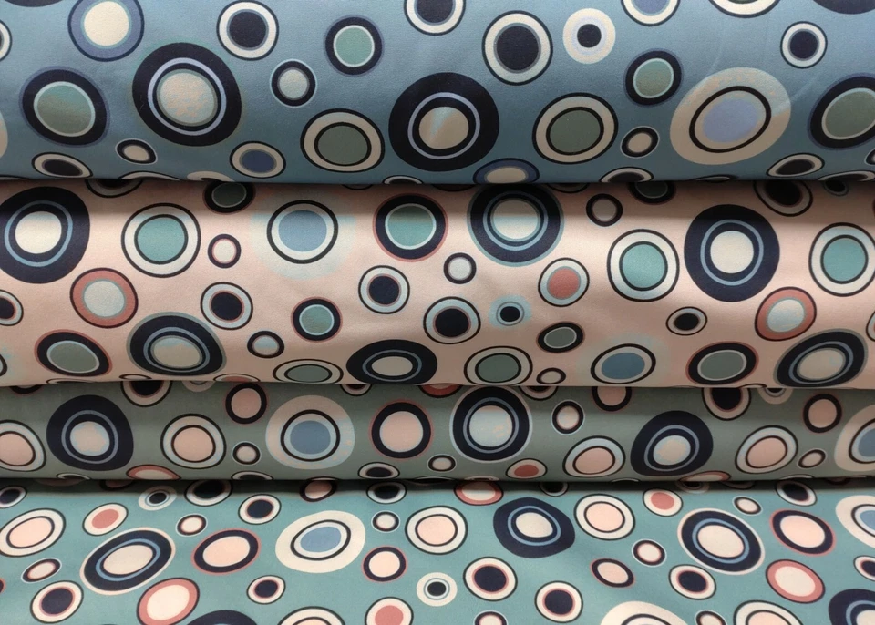 Softshell Circles blau, rosé oder grün Fleecerückseite Jackenstoff 50 cm