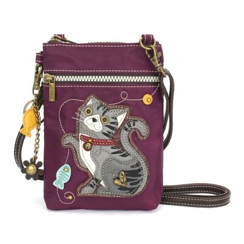 Chala Cell Phone Venture Crossbody Bag, Grey Tabby Cat (702GTC9)