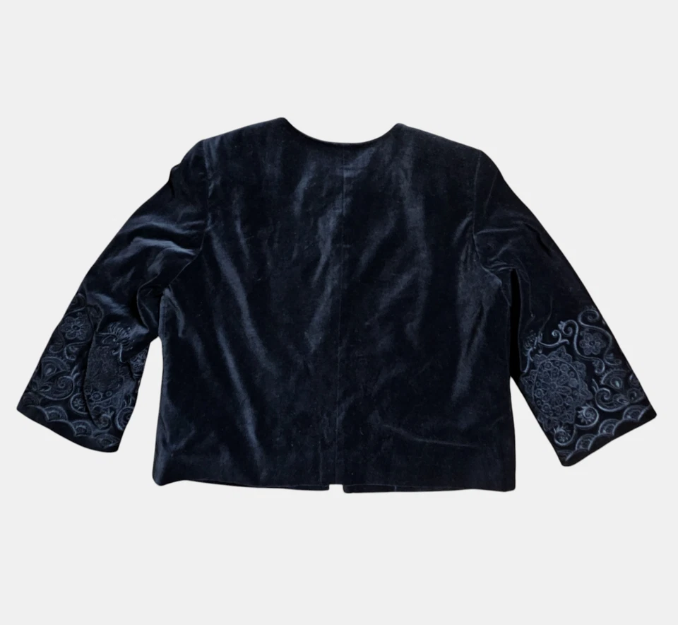 Chaqueta Blazer Oscar De La Renta Terciopelo Bordado L/XL Dinero Antiguo Regal Lujo Foto 2 de 4