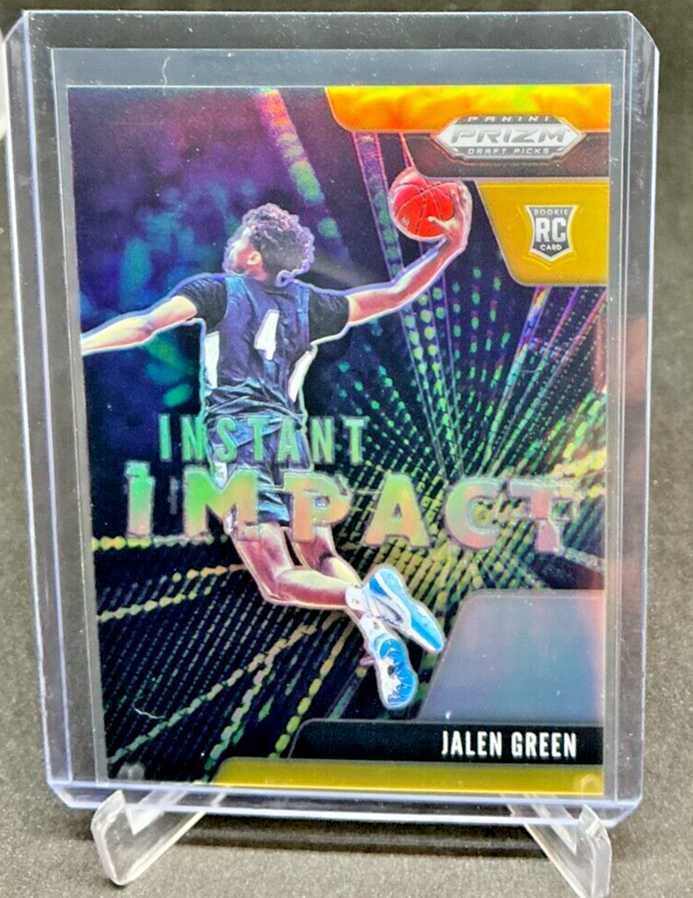 2021-22 Panini Prizm Draft Picks Jalen Green Gold Prizm RC 08/10 Instant Impact