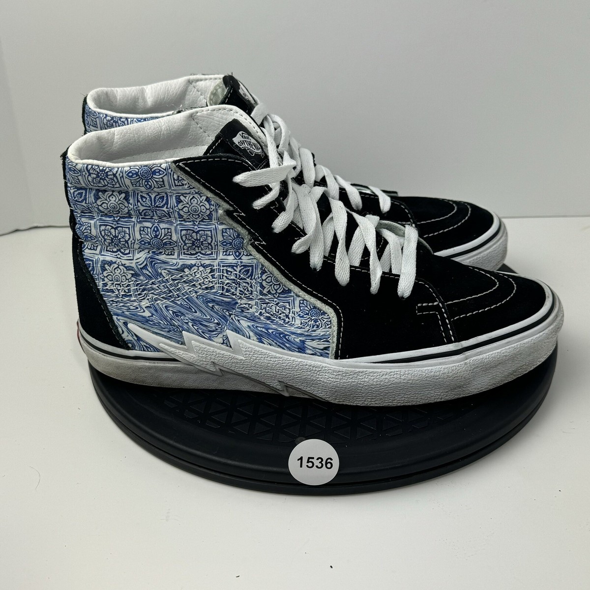 Vans SK8 Hi Mens Size Black Blue Lightning Bolt Sneakers