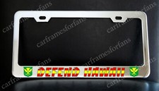 Defend Hawaii License Plate Frame Custom Made Of Chrome Plated Metal