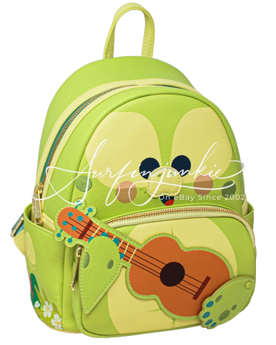 Aulani Resort Disney Loungefly Bag Purse Backpack Green Olu Mel Ukelele Guitar