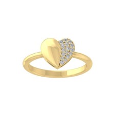 10K Yellow Gold 0.1ct Diamond Heart Promise Ring for Women Sz 7 Clarity-I2I3