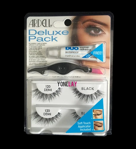 2 Pairs ARDELL Deluxe 120 Demi Pack False Lashes Applicator & Clear Duo Glue