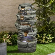 Rustic Jar-Inspired Water Feature – Cascading Pot Design for Patio or Courtyard