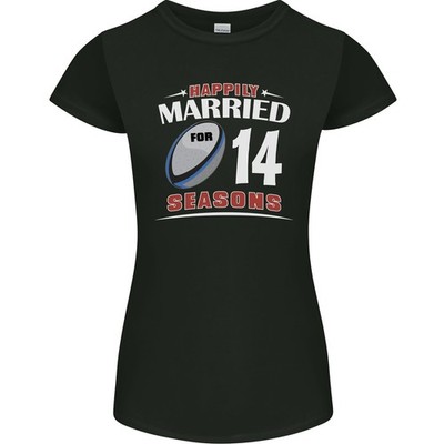 14 Jahr Hochzeitstag 14th Rugby Damen Petite Schnitt T-Shirt