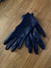 Vintage Ladies Navy Blue Silk Gloves Size Small