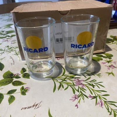 RICARD tumbler glass x 2 latest design french aperitif pastis pernod bar  party