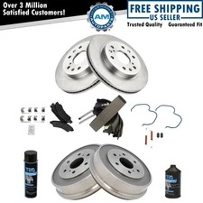Semi Metallic Brake Pad Shoes Rotor Drum Kit w/ Hardware w/Chemicals