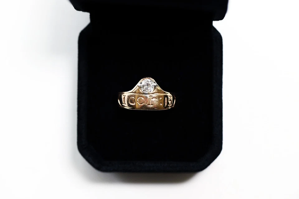 Anillo solitario de diamantes de oro amarillo de 14 quilates de 0,50 quilates Corintios 13 grabado 5,8 gtw talla 9 Foto 2 de 4