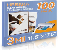 100 Pack Laminating Sheets, Hold 11 X 17 Inch Sheet, 3 Mil Clear Thermal Laminat