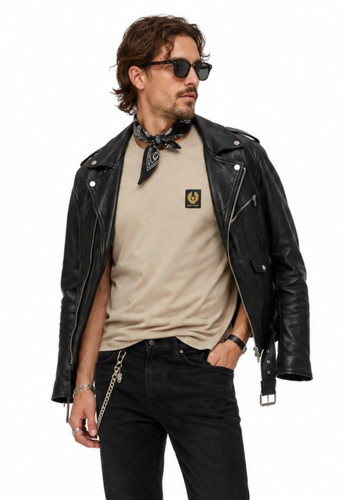 Belstaff, BELSTAFF T-Shirt Retro England 1924 Patch En Coton Regular Cut Haut Neuf 3XL