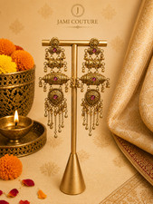 Indian Antique Long Chandelier Earrings Gold ...
