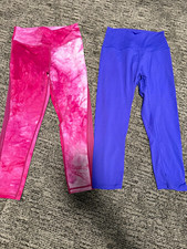 Lot of 2 - Zyia Active Women’s Leggings Pink/Purple Size 4 Stretch Pull-On