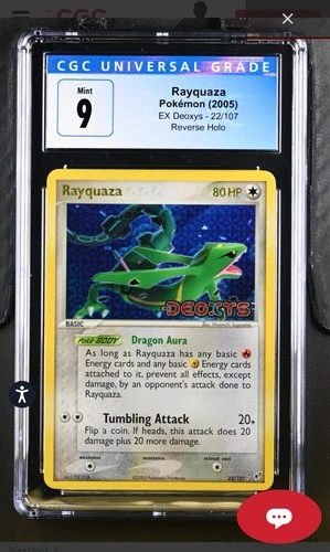 CGC 9 Pokémon TCG Rayquaza EX Deoxys 22/107 Reverse Holo Rare Pop 20