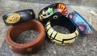 Vintage 5 Wood Bangles/ Bracelets. Some W/ Brass Accents. — photo 4