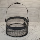 Vtg Black Metal Wire Mesh Oval Basket w/Handle, Leaf Theme, Hanging/Freestanding — photo 8