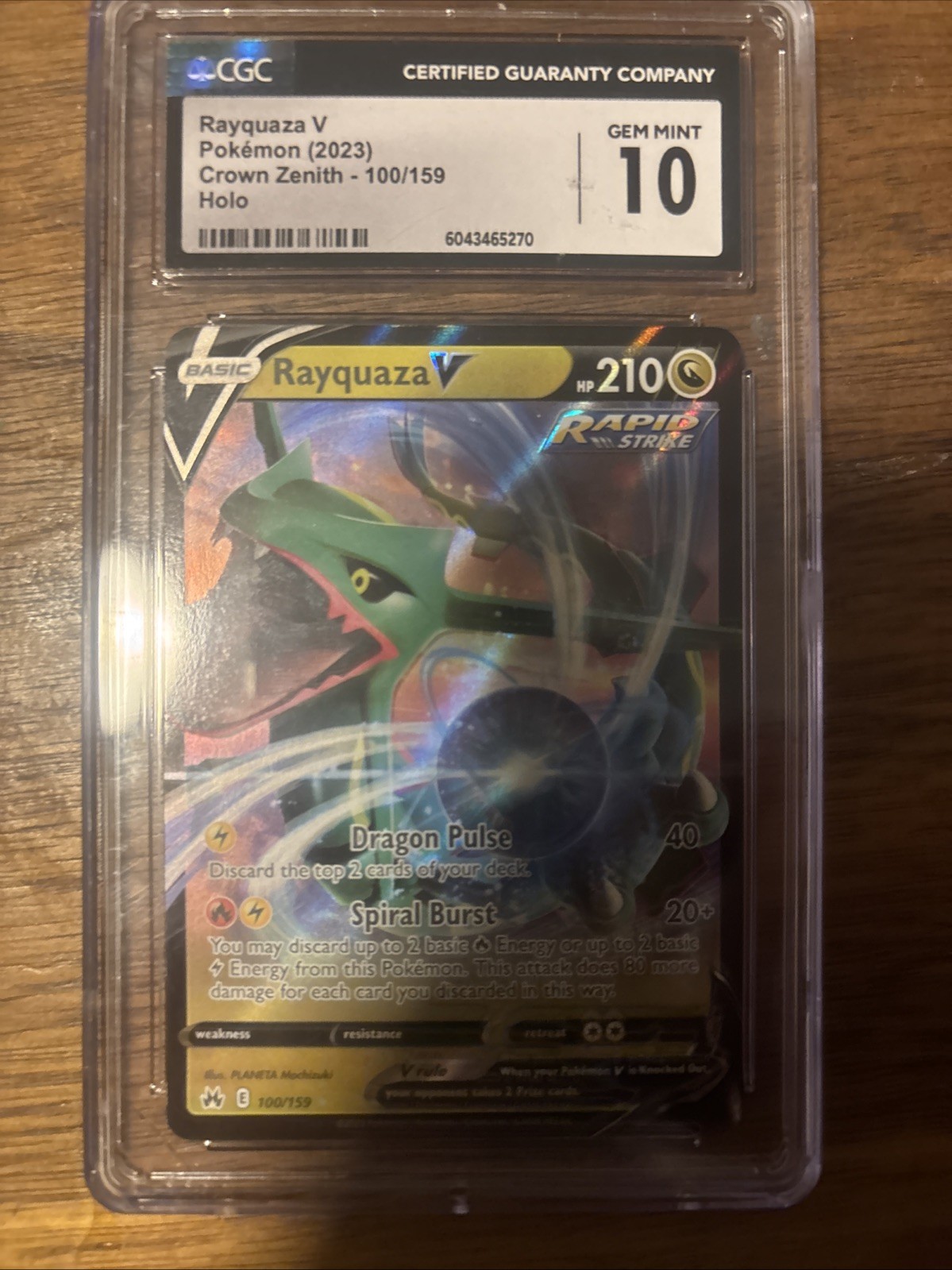 Rayquaza V 100/159 Crown Zenith CGC 10 Gem Mint Pokémon TCG Holo Rare