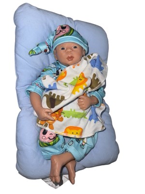 10  OOAK polymer clay baby with weighted cloth body and applied hair