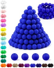 180PCS Silicone Beads - 12mm Round Rubber Focal Beads, Royal Blue, Bulk for D...