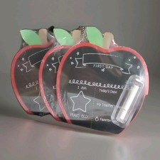 FIRST DAY OF SCHOOL Chalkboard Signs Apple Shape LOT Of 3 Photo Props Kids New