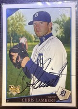 2009 Topps - Chris Lambert #282 IP Auto Signed Autograph Rookie Card Tigers. rookie card picture