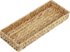 Bathroom Vanity Tray 16.7 Inch Water Hyacinth Toilet Tank Baskets Long Wicker
