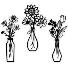 Mcdagogn 3 Pieces Metal Flowers Wall Arts - Rustic Farmhouse Wall Decor, Mini...