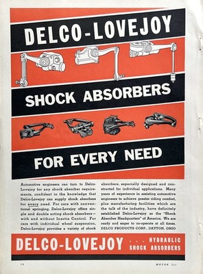 1935 Ad (9.75 X 13) Delco Products Corp Dayton OH Delco Lovejoy Shock Absorbers