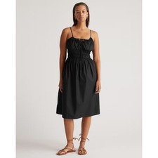 Quince 100% Organic Cotton Keyhole Midi Dress Black Size Small