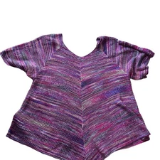 Knit Top Size Large Purple Pink Short Sleeve