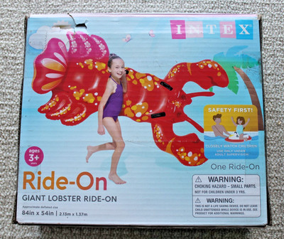 Ride-On Giant Lobster Inflatable Swimming Pool Beach Float Intex Unopened 84x54