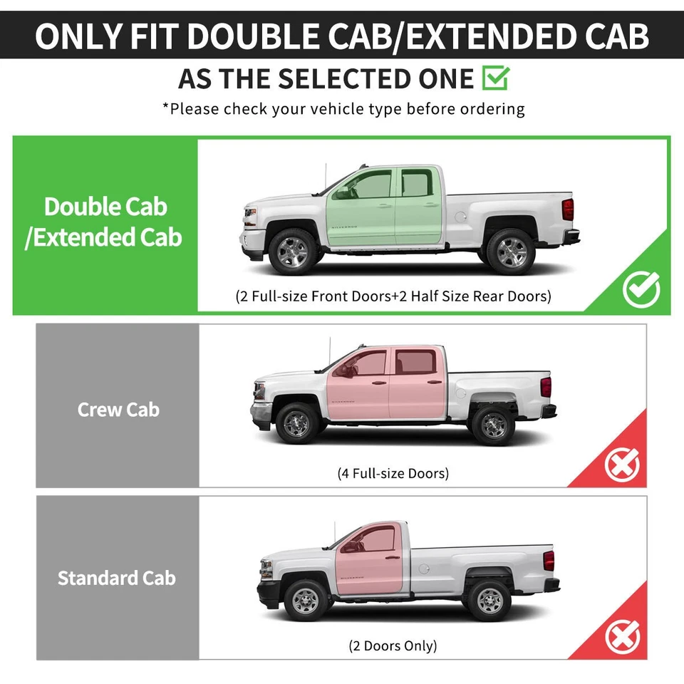 Fit 2014-2018 Chevy Silverado + GMC Sierra 1500 Double Cab Stainless Window Sill - Image 3 of 3