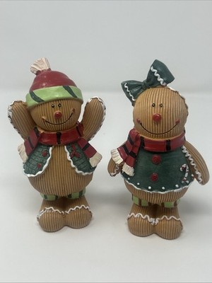 Adorable CVS Gingerbread Man & Woman Resin Red & Green Figurine 6.4  2019