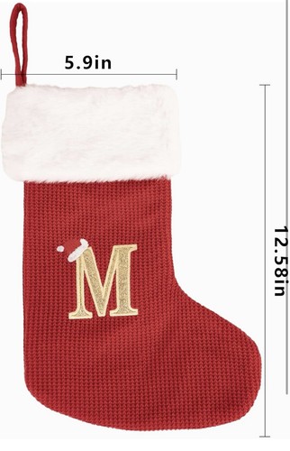 Monogramm Weihnachtsstrümpfe Buchstabe M - bestickte Nikolausmütze Monogramm Strick - Bild 2 von 3