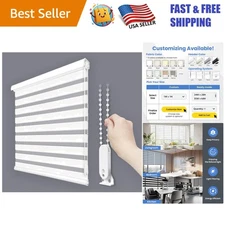 Zebra Roller Blinds [50" x 64"] - Manual Light Filtering Shades in White