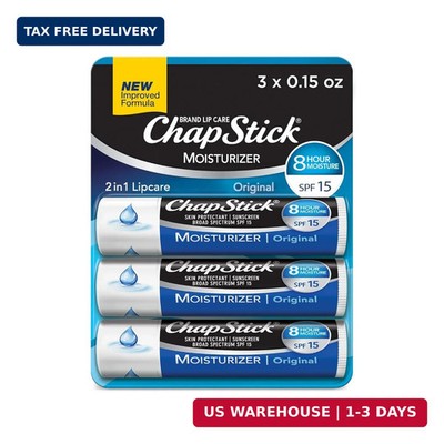 ChapStick Moisturizer Original Lip Balm Tubes, SPF 15 and Skin Protectant - 0.15