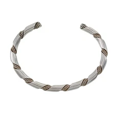 Estate Southwestern Sterling Silver 925 Twisted Rope Cuff Bracelet 6.5"