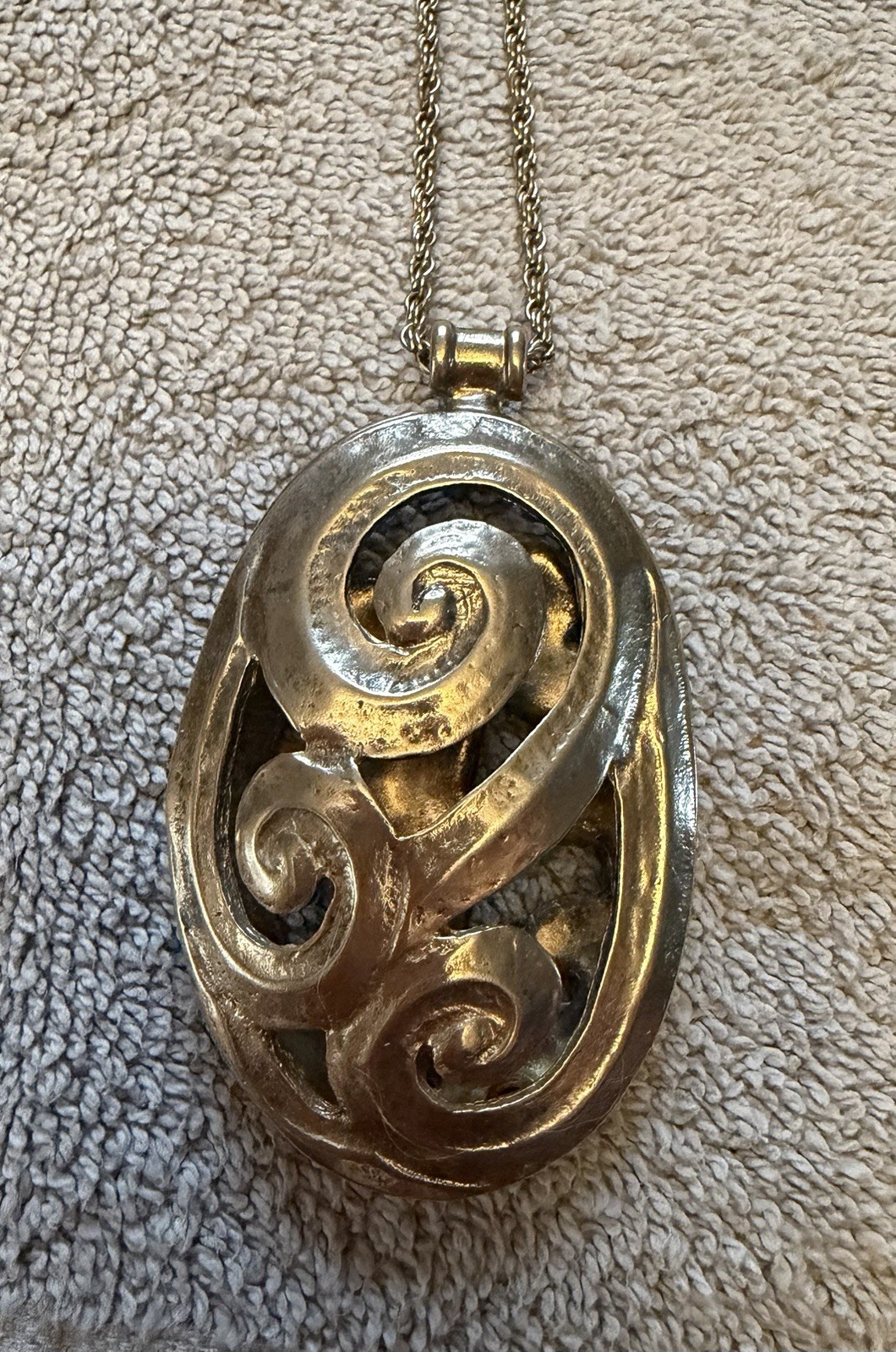 LARGE STATEMENT PENDANT OPENWORK SCROLL / SWIRL D… - image 2