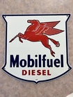 VINTAGE MOBILFUEL DIESEL PORCELAIN ENAMEL SIGN I.R. 54 Very Nice Condition