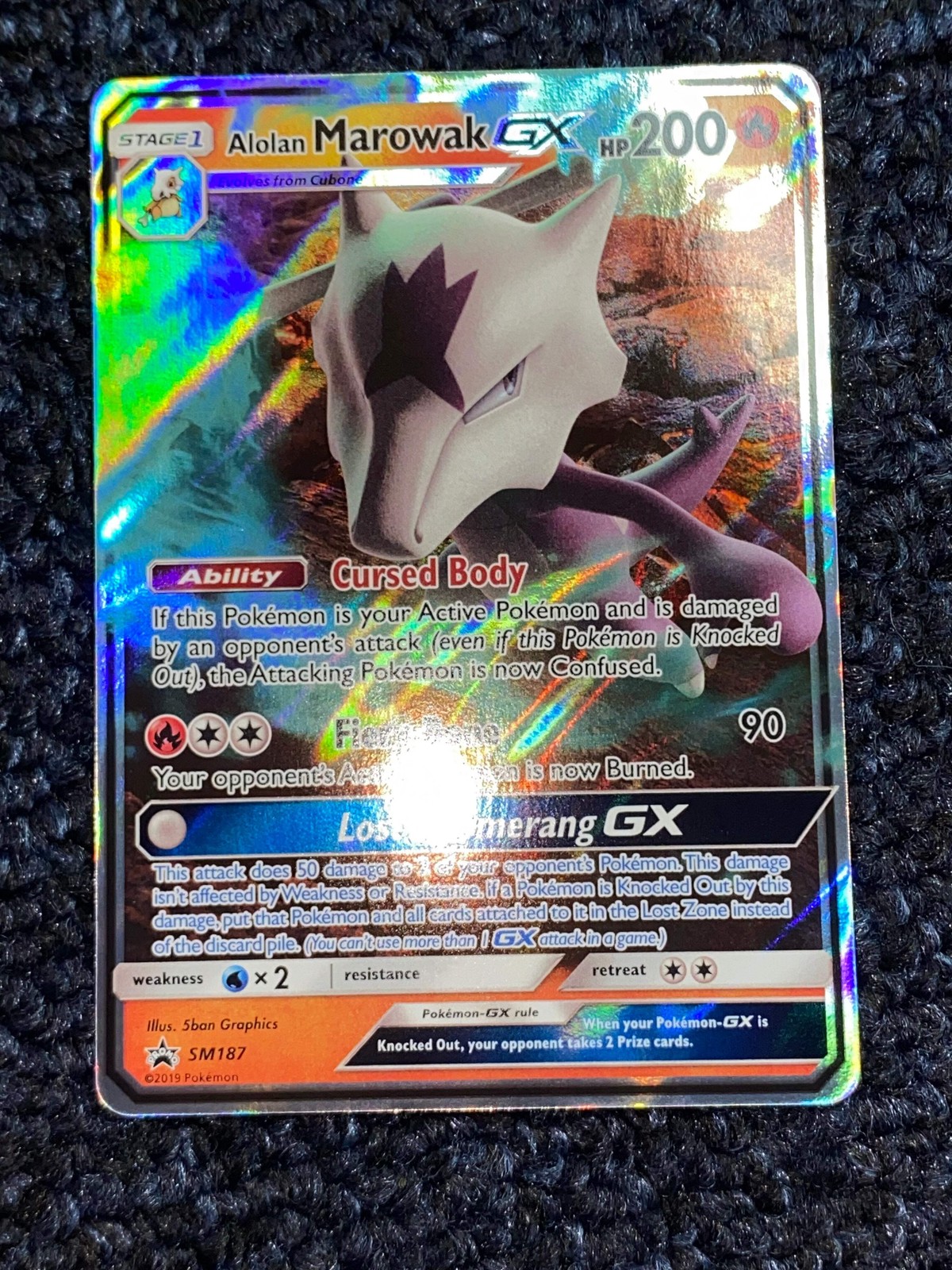 Pokémon TCG - Alolan Marowak Gx - Sun and Moon Promos - SM187- Nearmint - Hologr