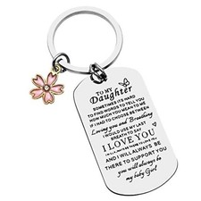 To My Daughter Keychain Love Gifts Christmas Gifts for Daughter from Mom Dad,