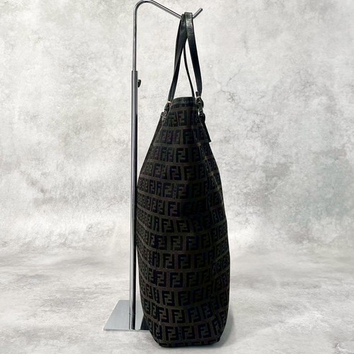 FENDI Handtasche Beuteltasche Handtasche FF Zucchino Canvas Leder schwarz echt - Bild 14 von 24