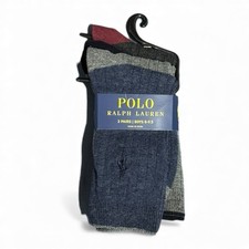 Polo Ralph Lauren Boys 3-Pack Crew Socks Mixed Colors Size 8  9.5 Pony Logo